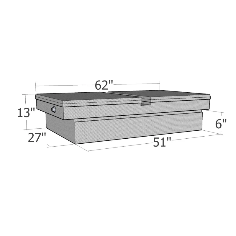 Brute Crossover Tool Box Gull Wing Lid Bright Aluminum Mid Size / Down Size Lb & Sb Wide & Shallow Model RB159GW - Image 3