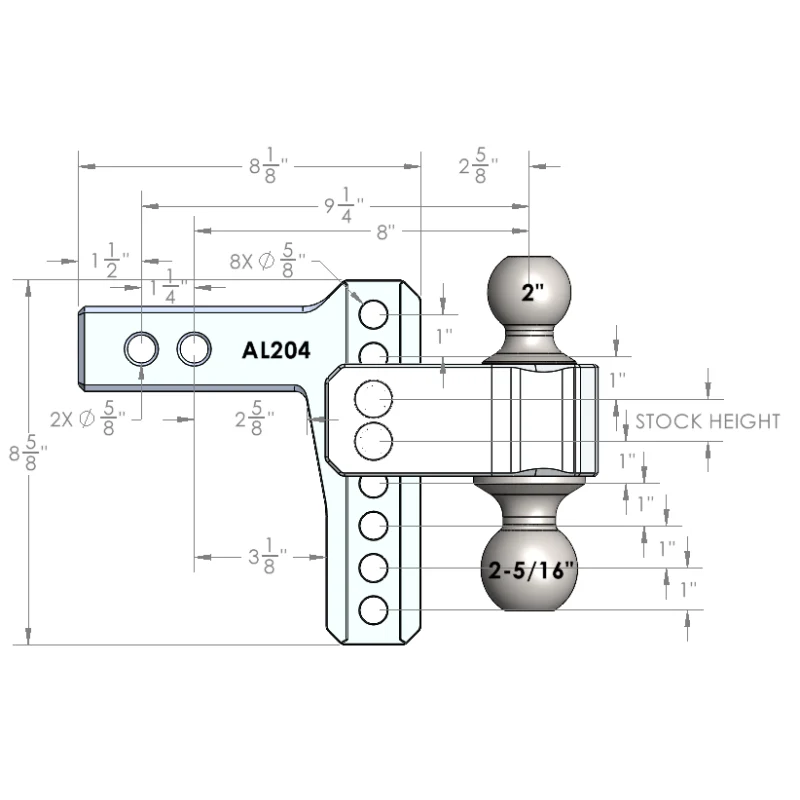 BulletProof Hitches 2.0" Aluminum Medium Duty 4" Drop/Rise Hitch Model AL204 - Image 7