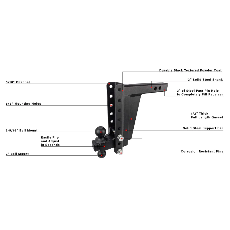 BulletProof Hitches 2.0" Extreme Duty 10" Drop/Rise Hitch Model ED2010 - Image 7