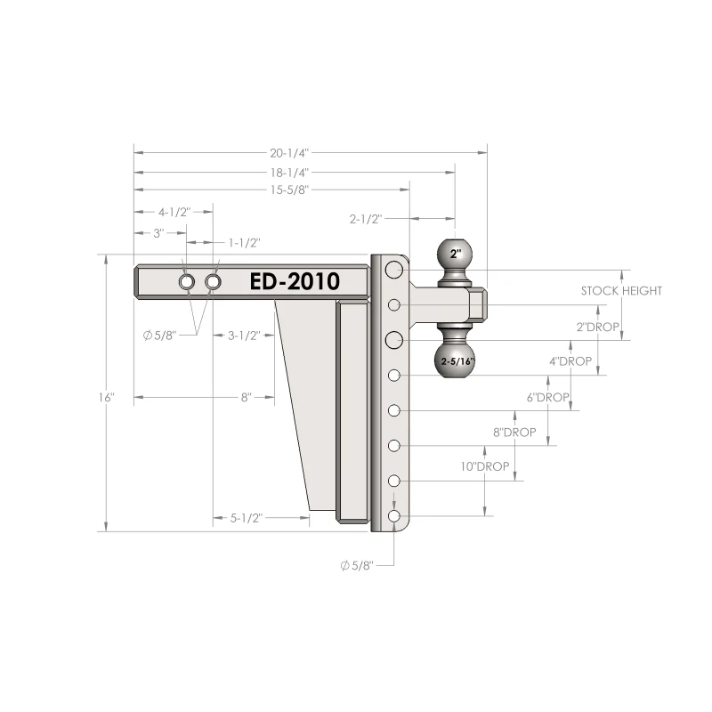 BulletProof Hitches 2.0" Extreme Duty 10" Drop/Rise Hitch Model ED2010 - Image 8