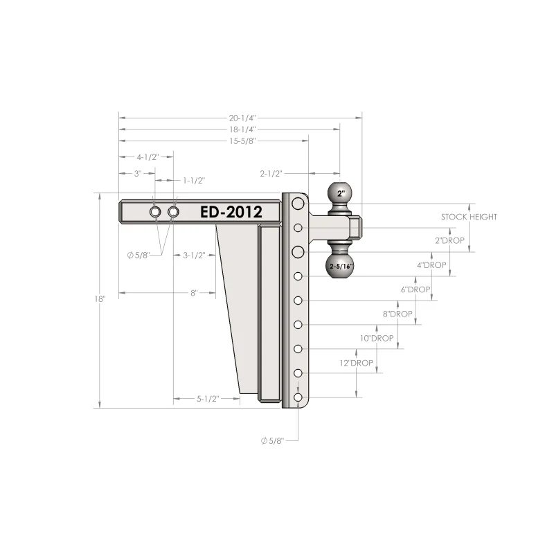BulletProof Hitches 2.0" Extreme Duty 12" Drop/Rise Hitch Model ED2012 - Image 8