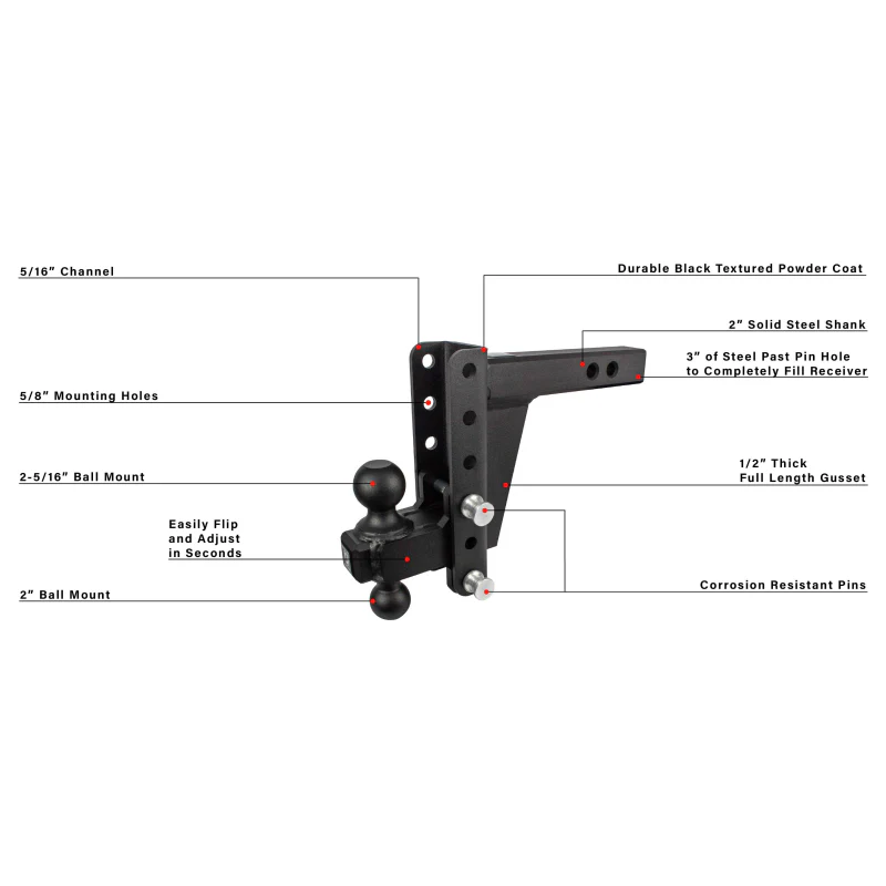 BulletProof Hitches 2.0" Extreme Duty 6" Drop/Rise Hitch Model ED206 - Image 7