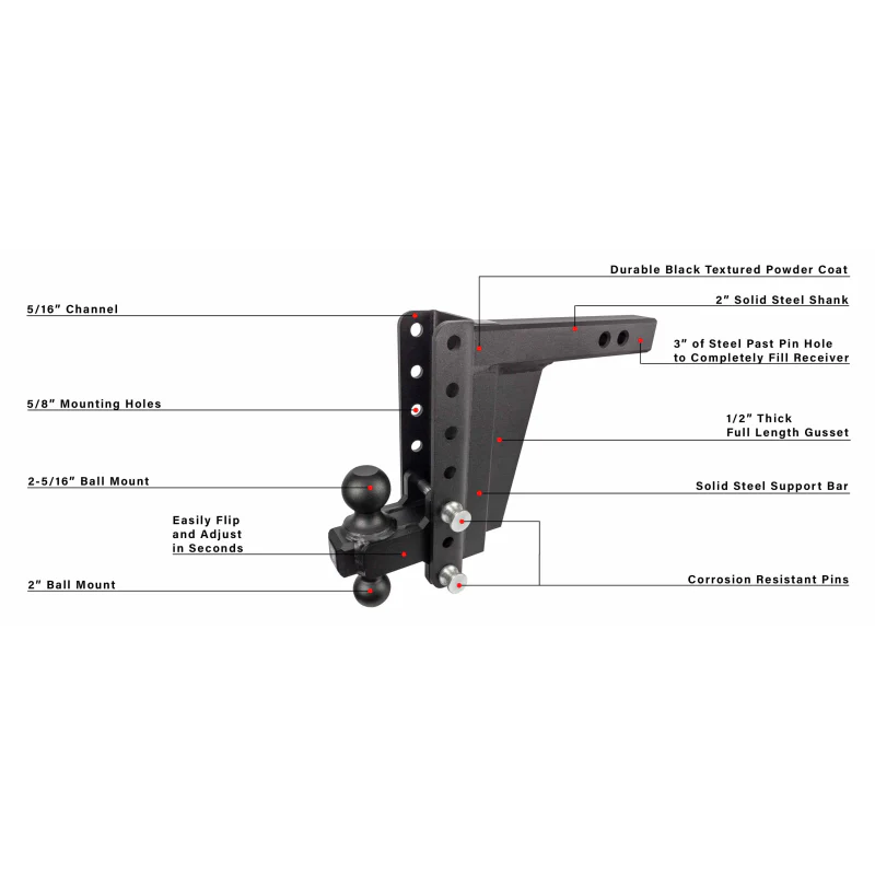 BulletProof Hitches 2.0" Extreme Duty 8" Drop/Rise Hitch Model ED208 - Image 7