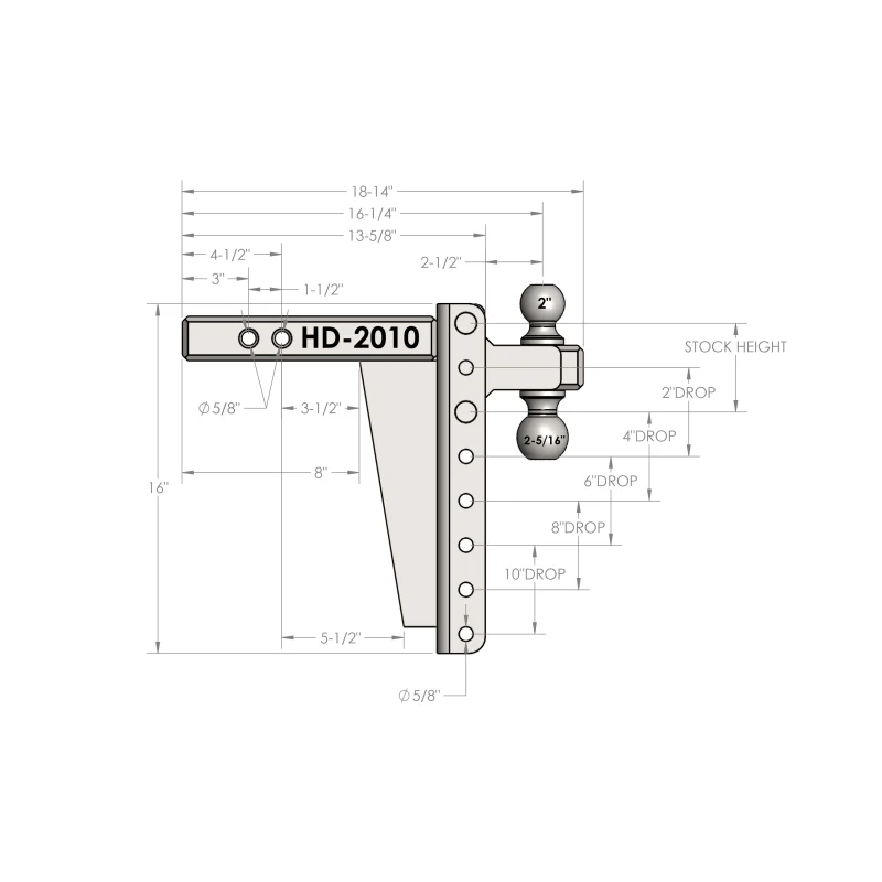 BulletProof Hitches 2.0" Heavy Duty 10" Drop/Rise Hitch Model HD2010 - Image 8