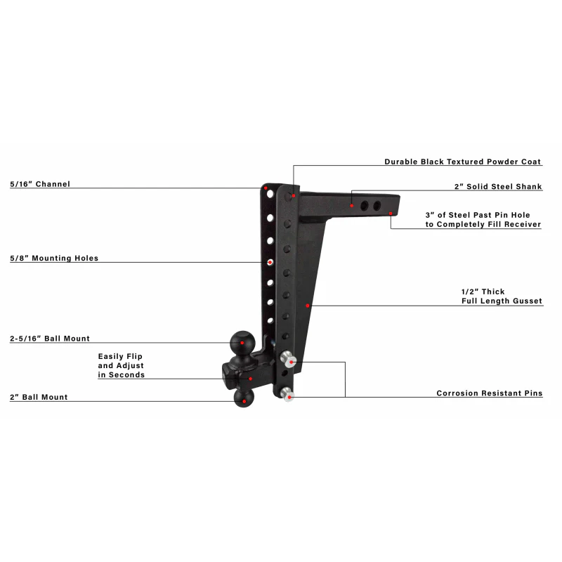 BulletProof Hitches 2.0" Heavy Duty 14" Drop/Rise Hitch Model HD2014 - Image 7