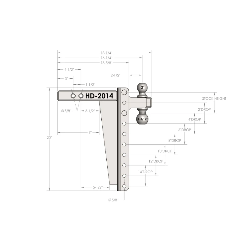 BulletProof Hitches 2.0" Heavy Duty 14" Drop/Rise Hitch Model HD2014 - Image 8