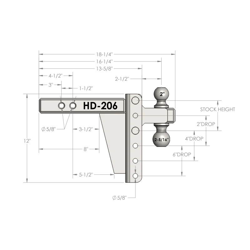 BulletProof Hitches 2.0" Heavy Duty 6" Drop/Rise Hitch Model HD206 - Image 9