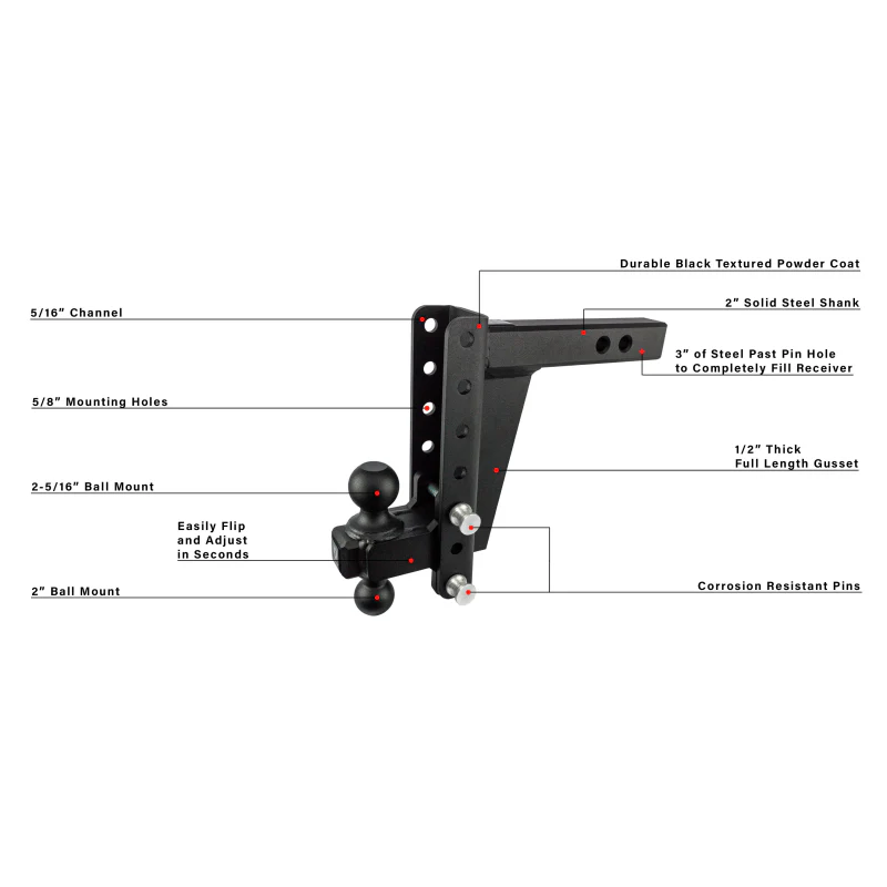 BulletProof Hitches 2.0" Heavy Duty 8" Drop/Rise Hitch Model HD208 - Image 8