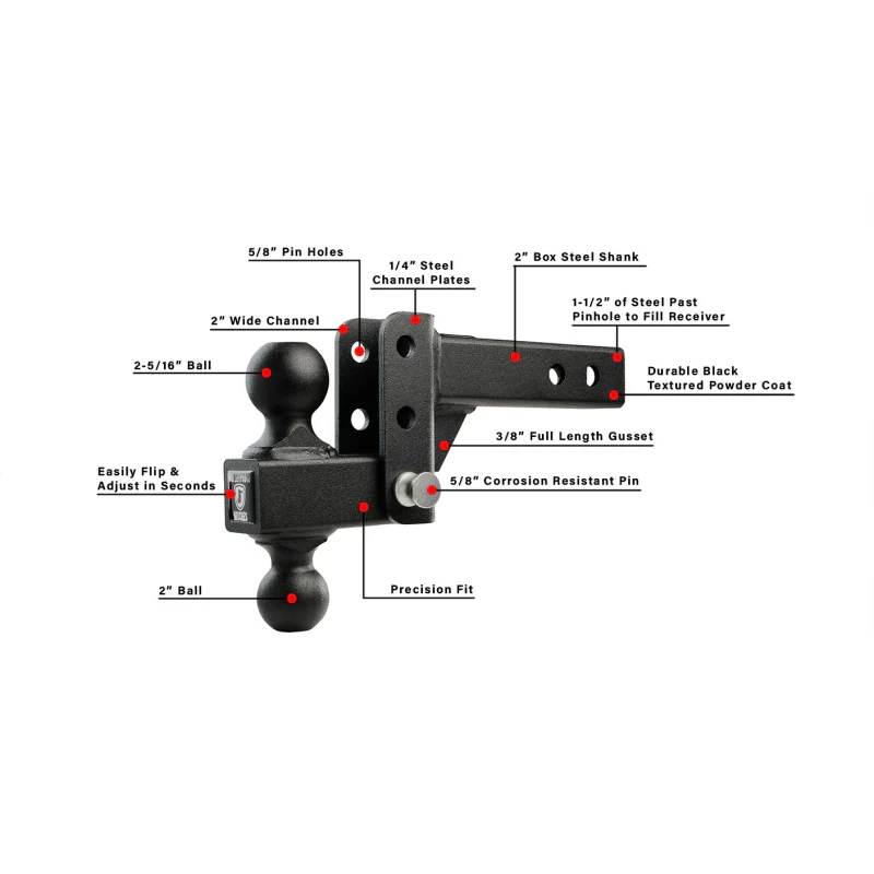 BulletProof Hitches 2.0" Light Duty 2" Drop/Rise Hitch Model LD202 - Image 7