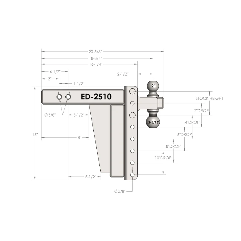 BulletProof Hitches 2.5" Extreme Duty 10" Drop/Rise Hitch Model ED2510 - Image 7