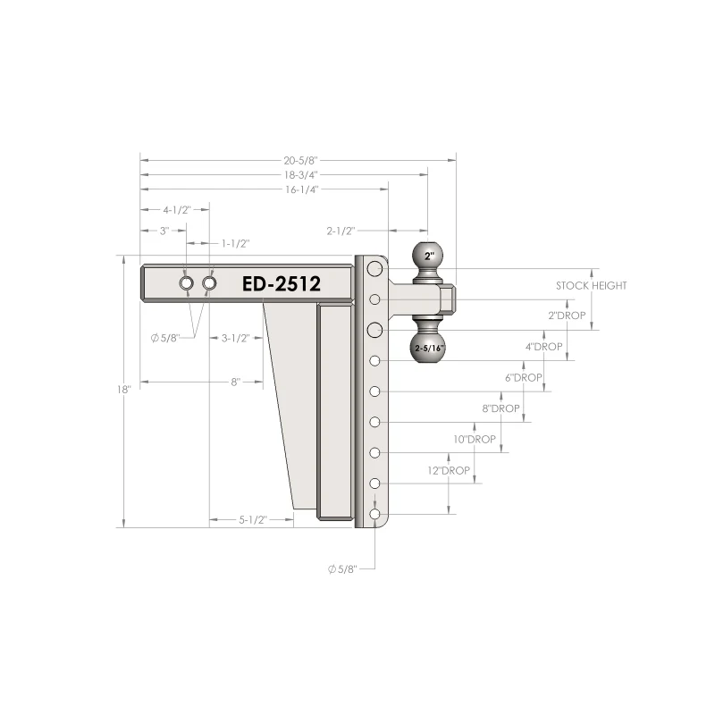 BulletProof Hitches 2.5" Extreme Duty 12" Drop/Rise Hitch Model ED2512 - Image 7