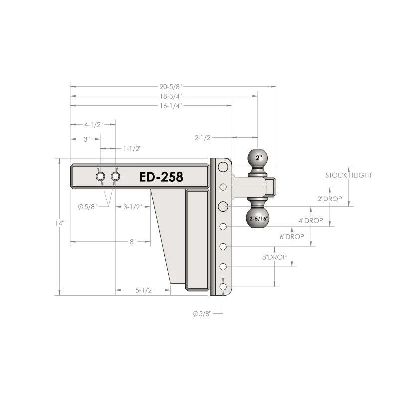 BulletProof Hitches 2.5" Extreme Duty 8" Drop/Rise Hitch Model ED258 - Image 7