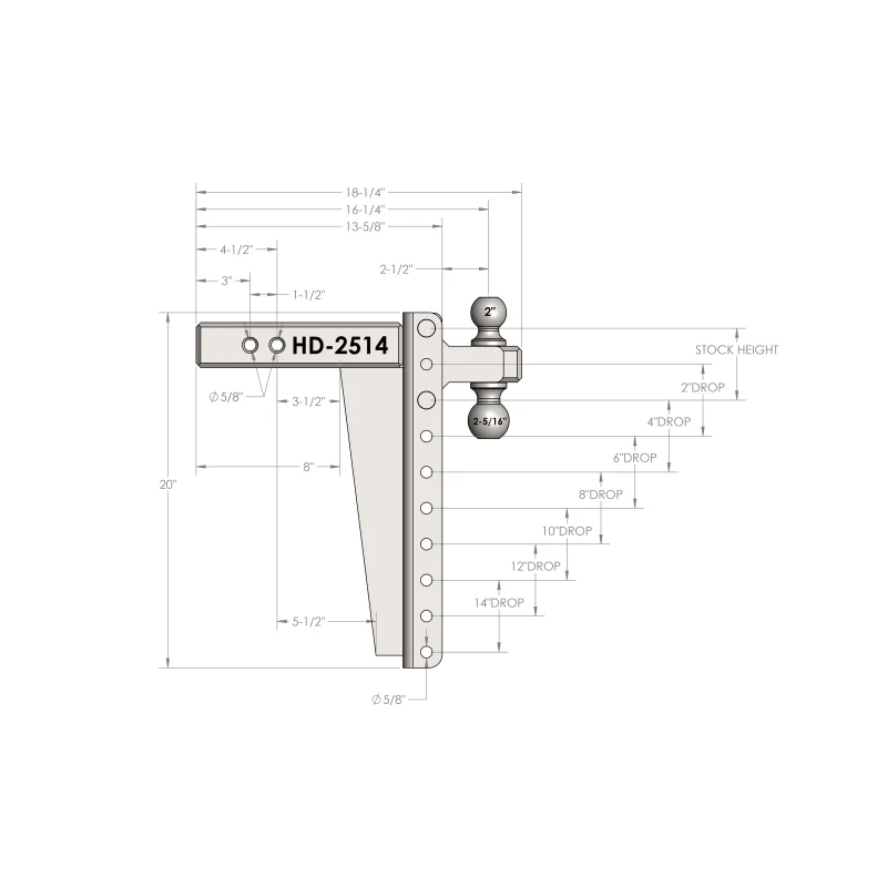 BulletProof Hitches 2.5" Heavy Duty 14" Drop/Rise Hitch Model HD2514 - Image 8