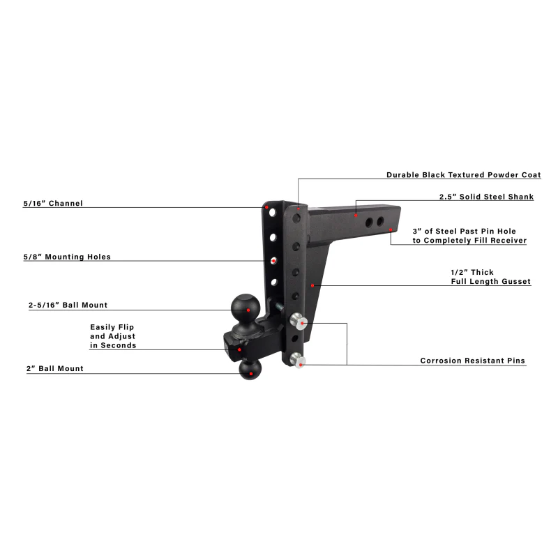 BulletProof Hitches 2.5" Heavy Duty 8" Drop/Rise Hitch Model HD258 - Image 8