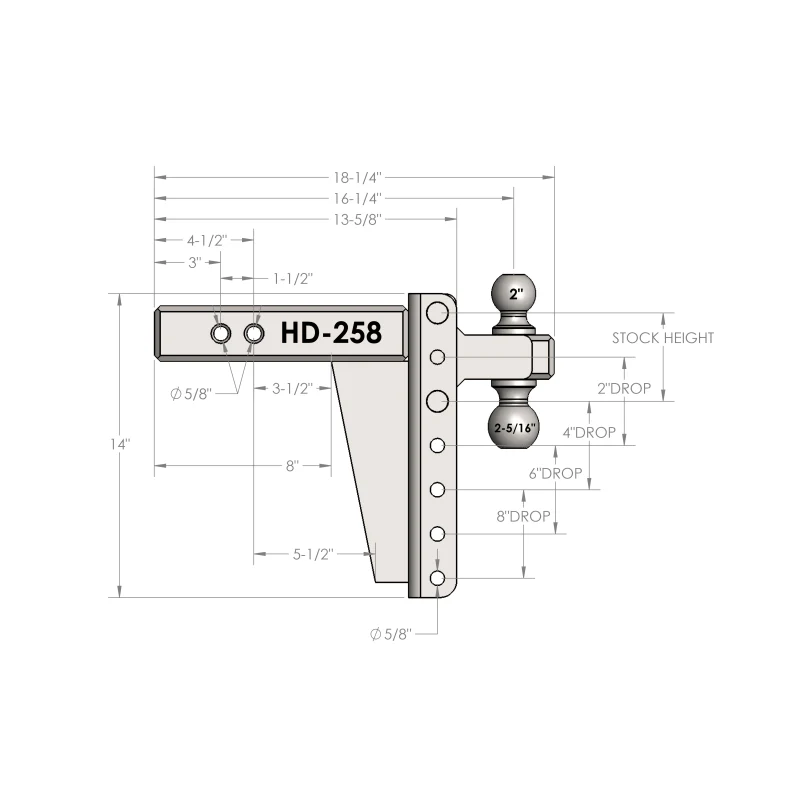 BulletProof Hitches 2.5" Heavy Duty 8" Drop/Rise Hitch Model HD258 - Image 9