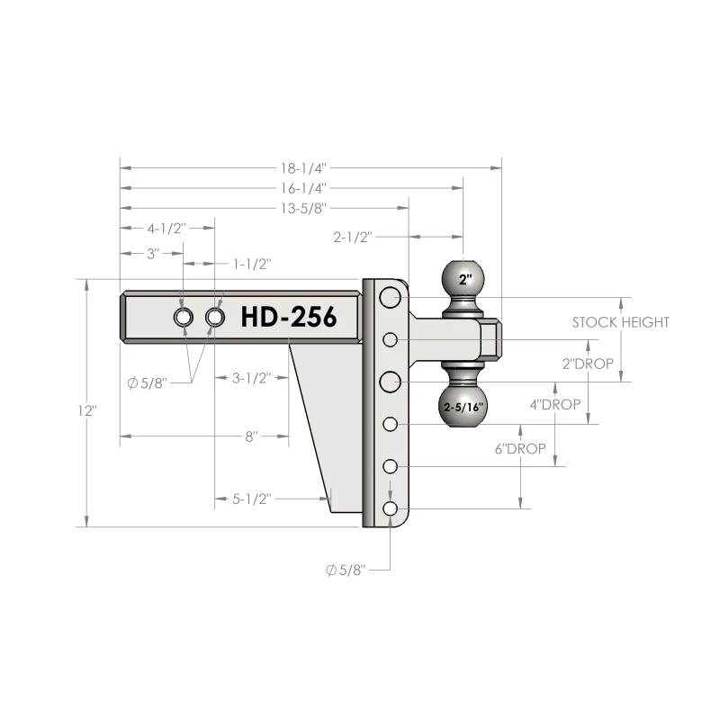 BulletProof Hitches 2.5" Shank Heavy Duty 6" Drop/Rise Hitch Model HD256 - Image 9