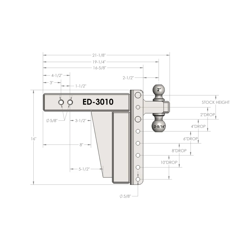 BulletProof Hitches 3.0" Extreme Duty 10" Drop/Rise Hitch Model ED3010 - Image 7