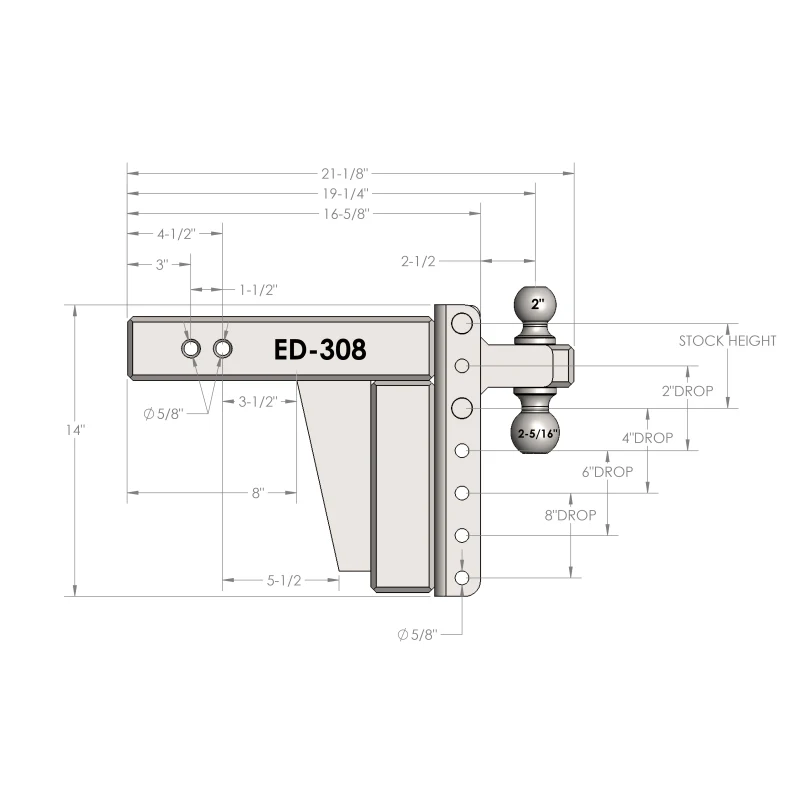 BulletProof Hitches 3.0" Extreme Duty 8" Drop/Rise Hitch Model ED308 - Image 8