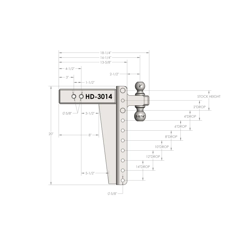 BulletProof Hitches 3.0" Heavy Duty 14" Drop/Rise Hitch Model HD3014 - Image 8