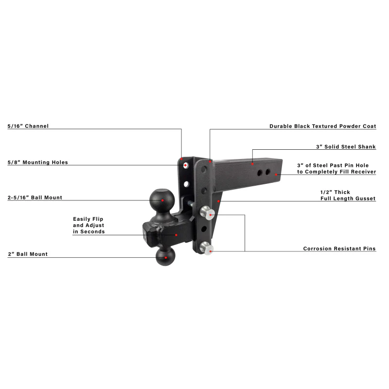 BulletProof Hitches 3.0" Heavy Duty 4" Drop/Rise Hitch Model HD304 - Image 7