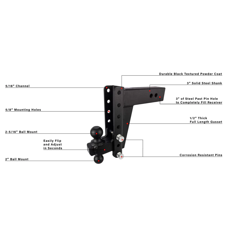 BulletProof Hitches 3.0" Heavy Duty 8" Drop/Rise Hitch Model HD308 - Image 7
