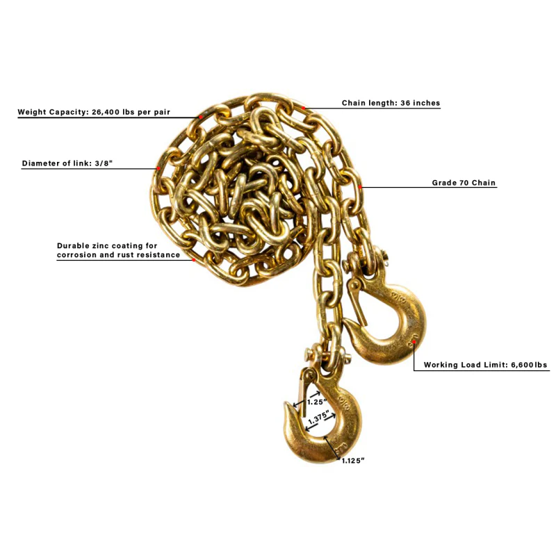 BulletProof Hitches Heavy Duty 3/8" Safety Chains (Pair) Model HDCHAINS - Image 8