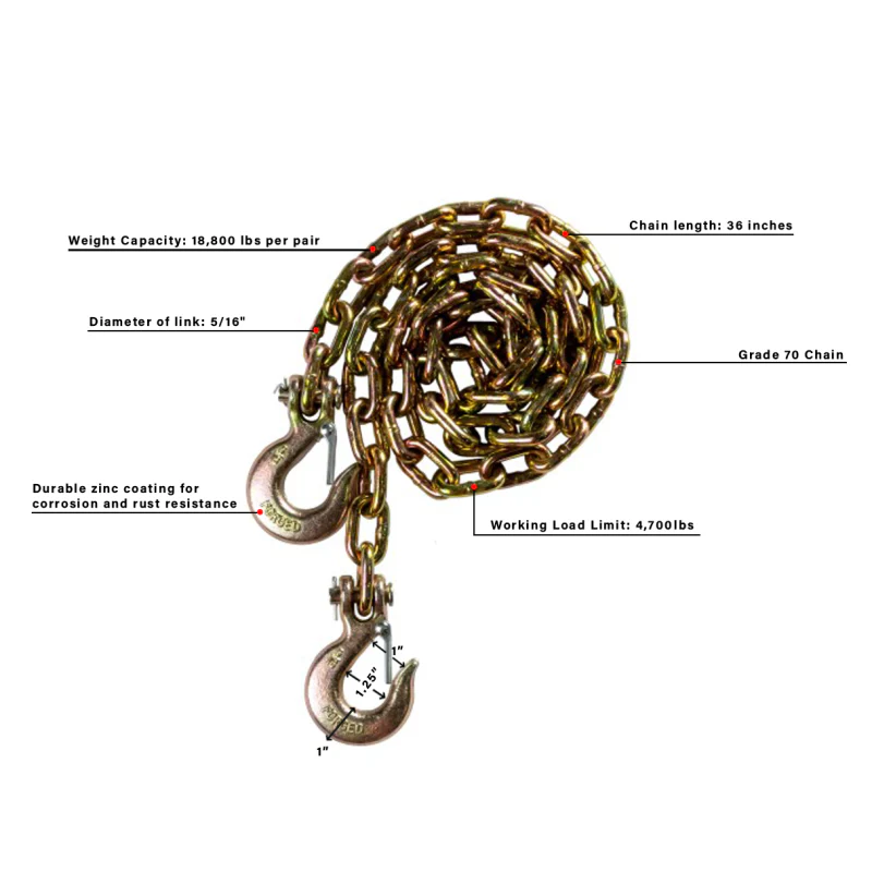 BulletProof Hitches Medium Duty 5/16" Safety Chains (Pair) Model MDCHAINS - Image 8