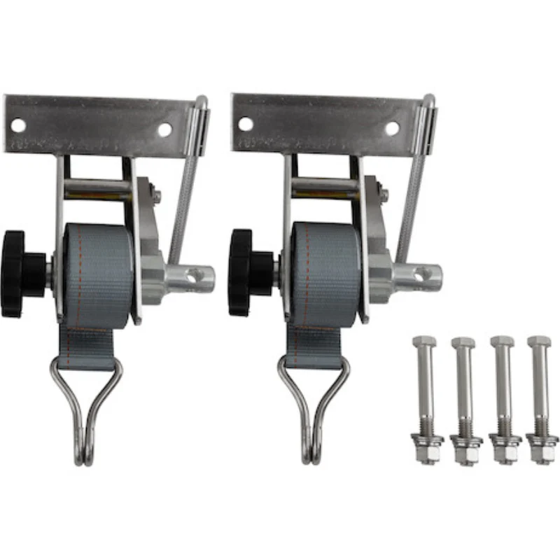 Buyers Products 1-1/2 Inch x 7 Foot Stainless Steel Ladder Rack Ratchet Tie Down Angle Mount with Double J Hooks Model 5480006 - Image 2