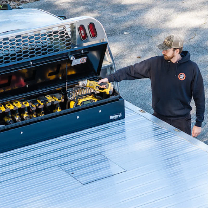 Buyers Products 14x20x72 Heavy-Duty Flatbed Contractor Truck Tool Box Series with Flip-Up Door Gloss Black Steel Model 1703945 - Image 12