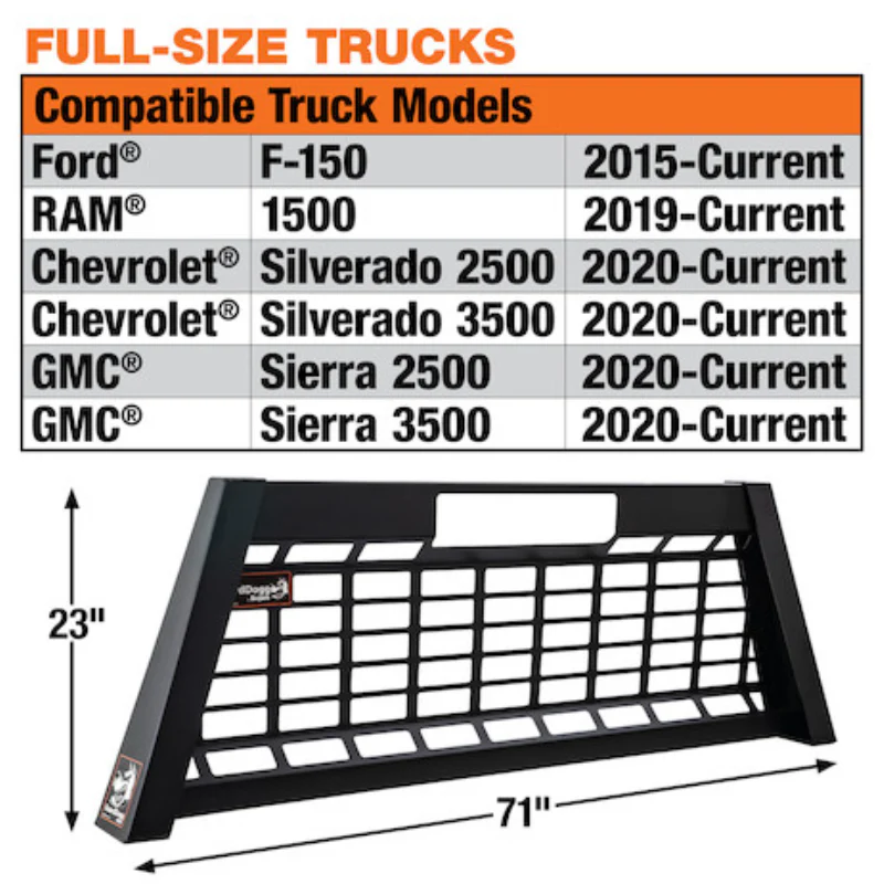 Buyers Products 23" Inch Tall Matte Black Heavy-Duty Steel GuardDogg Pickup Truck Headache Rack Bundle with Mounting Brackets Model 851460 - Image 3