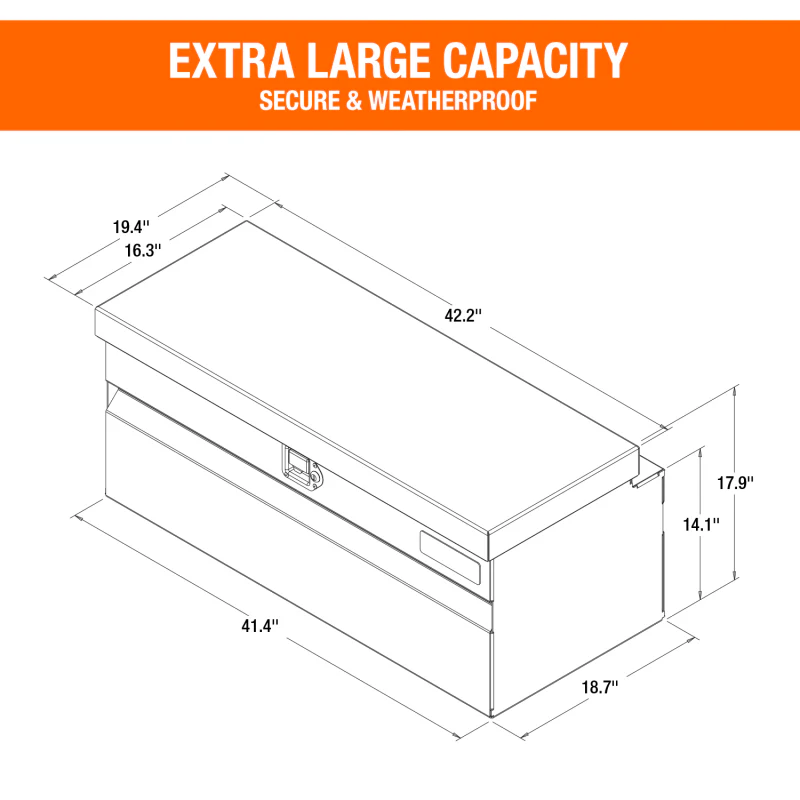 Buyers Products Diamond Tread Aluminum Chest Tool Box for Mid-Size Trucks Model 1712130 - Image 6