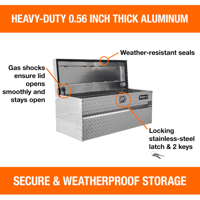 Buyers Products Diamond Tread Aluminum Chest Tool Box for Mid-Size Trucks Model 1712130 - Image 7