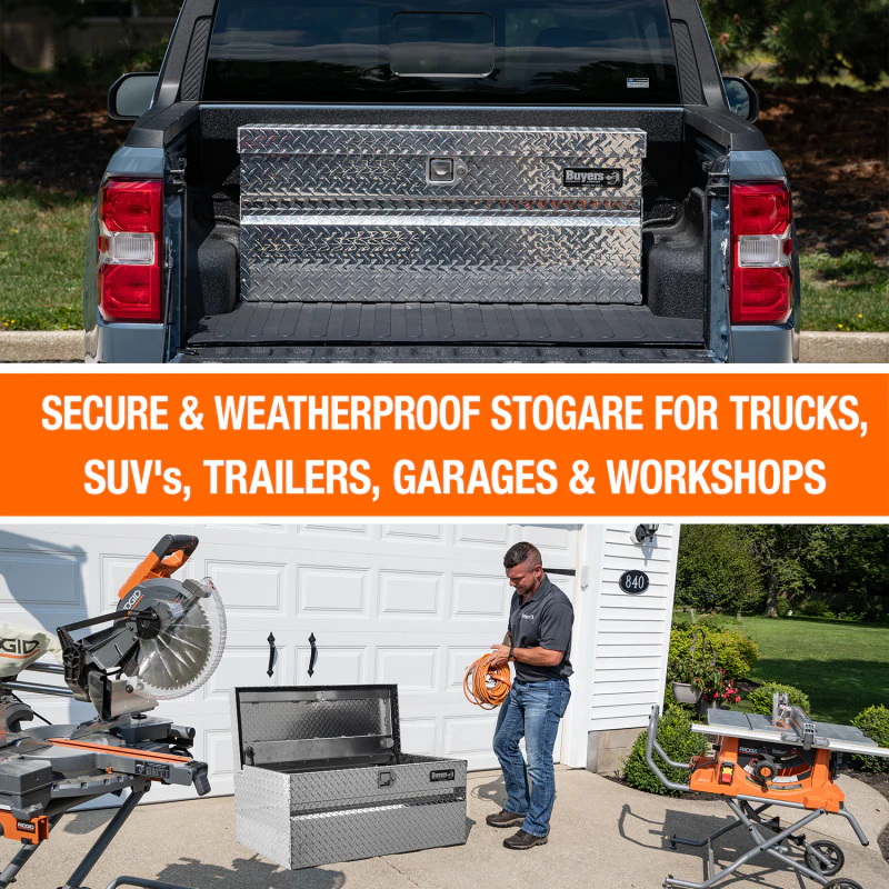 Buyers Products Diamond Tread Aluminum Chest Tool Box for Mid-Size Trucks Model 1712130 - Image 9