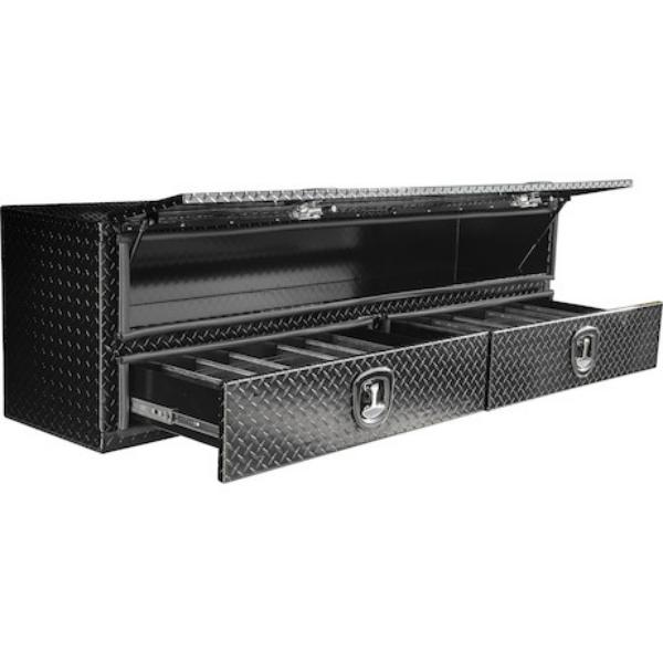 Buyers Products Flatbed Contractor Top Mount Truck Box With Drawers 90" Gloss Black Aluminum Model 1721688 - Image 2