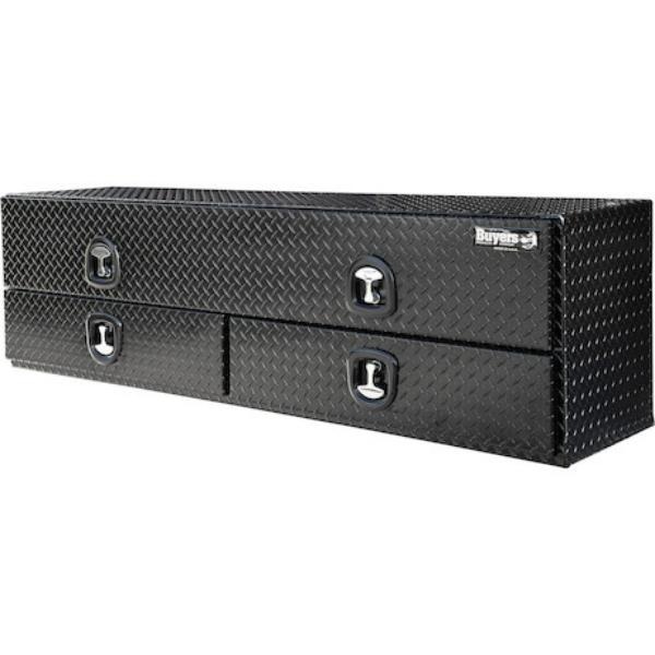 Buyers Products Flatbed Contractor Top Mount Truck Box With Drawers 90" Gloss Black Aluminum Model 1721688 - Image 4