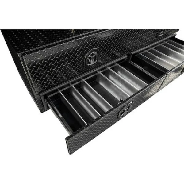 Buyers Products Flatbed Contractor Top Mount Truck Box With Drawers 90" Gloss Black Aluminum Model 1721688 - Image 6
