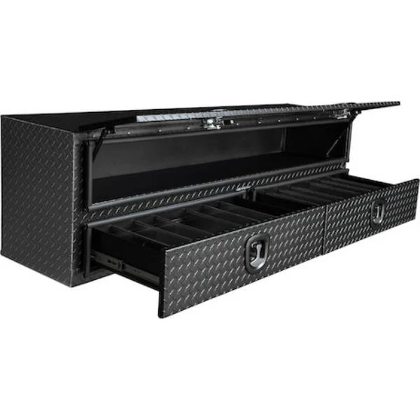 Buyers Products Flatbed Contractor Top Mount Truck Box With Drawers 90" Matte Black Aluminum Model 1722688 - Image 3