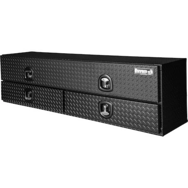 Buyers Products Flatbed Contractor Top Mount Truck Box With Drawers 90" Matte Black Aluminum Model 1722688 - Image 5