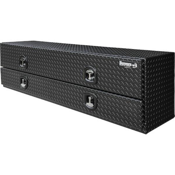 Buyers Products Flatbed Contractor Top Mount Truck Box With Drop Down Doors 88" Matte Black Aluminum Model 1722583 - Image 4