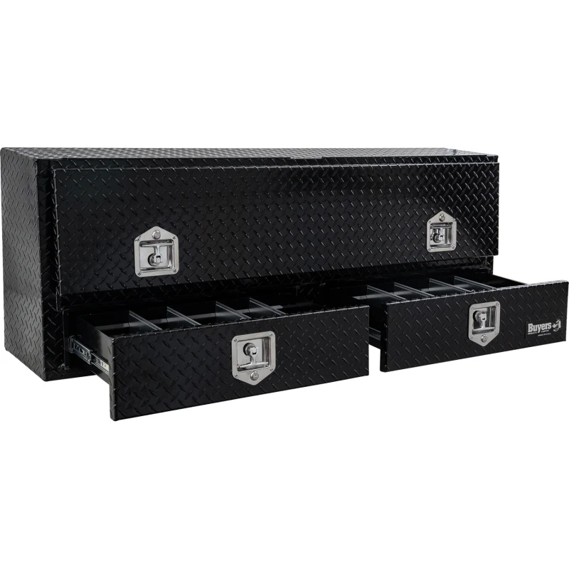 Buyers Products Pickup Contractor Top Mount Truck Box With Drawers 60" Gloss Black Aluminum 1725631 - Image 2
