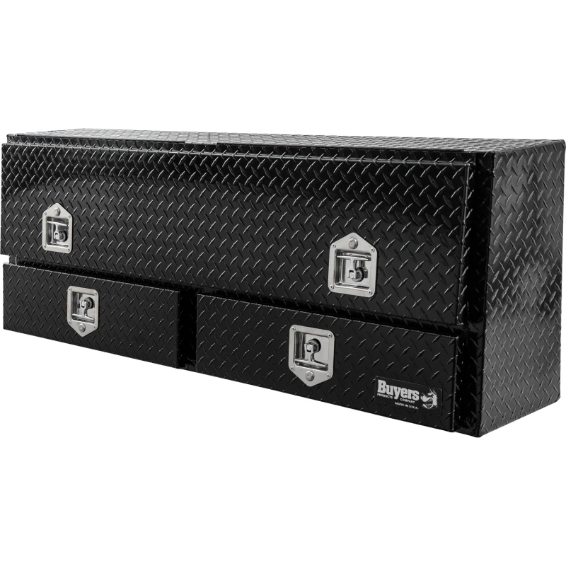 Buyers Products Pickup Contractor Top Mount Truck Box With Drawers 60" Gloss Black Aluminum 1725631 - Image 4