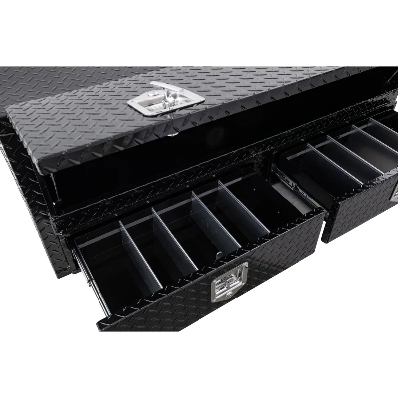 Buyers Products Pickup Contractor Top Mount Truck Box With Drawers 60" Gloss Black Aluminum 1725631 - Image 5