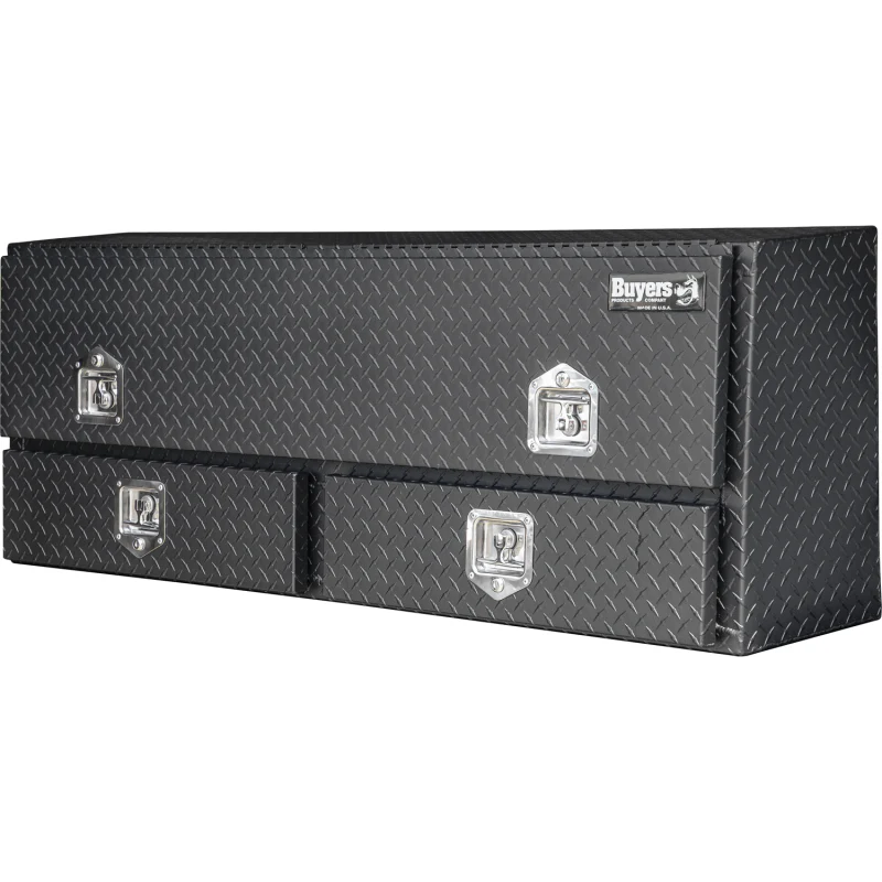 Buyers Products Pickup Contractor Top Mount Truck Box With Drawers 88" Matte Black Aluminum 1735651 - Image 2