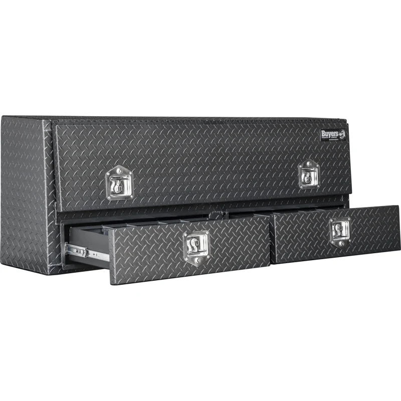 Buyers Products Pickup Contractor Top Mount Truck Box With Drawers 88" Matte Black Aluminum 1735651 - Image 4