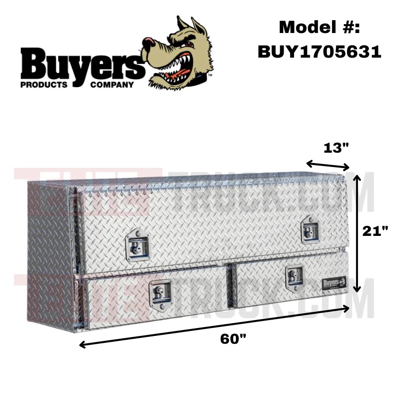 Buyers Products Pickup Contractor Top Mount Truck Box With Drawers 60" Bright Aluminum 1705631 - Image 2