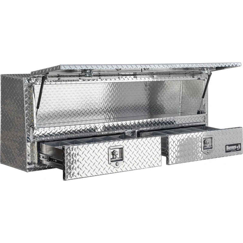 Buyers Products Pickup Contractor Top Mount Truck Box With Drawers 60" Bright Aluminum 1705631 - Image 3