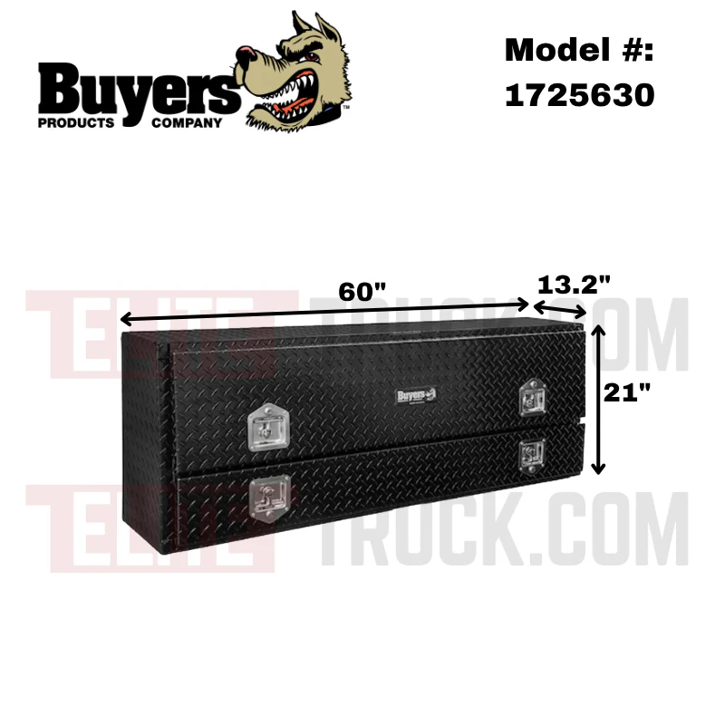 Buyers Products Pickup Contractor Top Mount Truck Box With Drop Down Doors 60" Aluminum Model 1725630 - Image 2