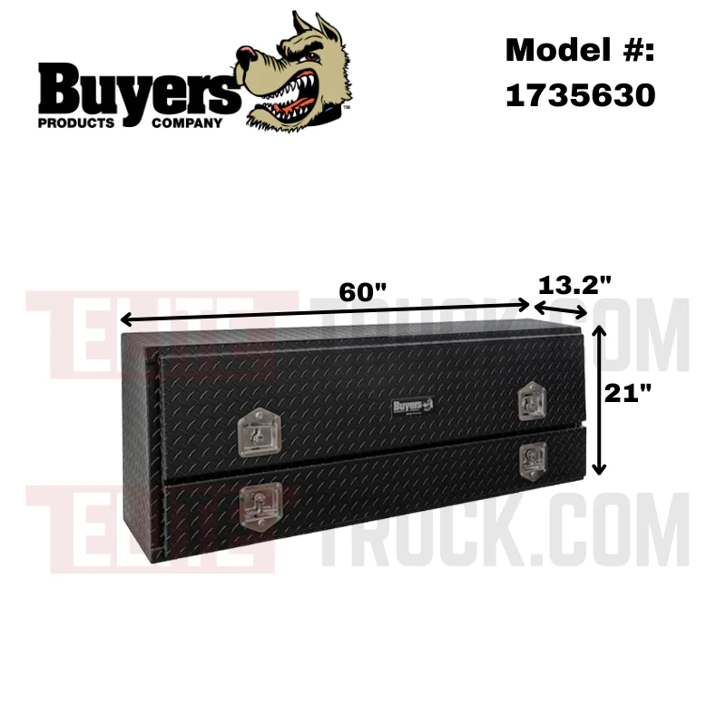 Buyers Products Pickup Contractor Top Mount Truck Box With Drop Down Doors 60" Aluminum Model 1735630 - Image 2
