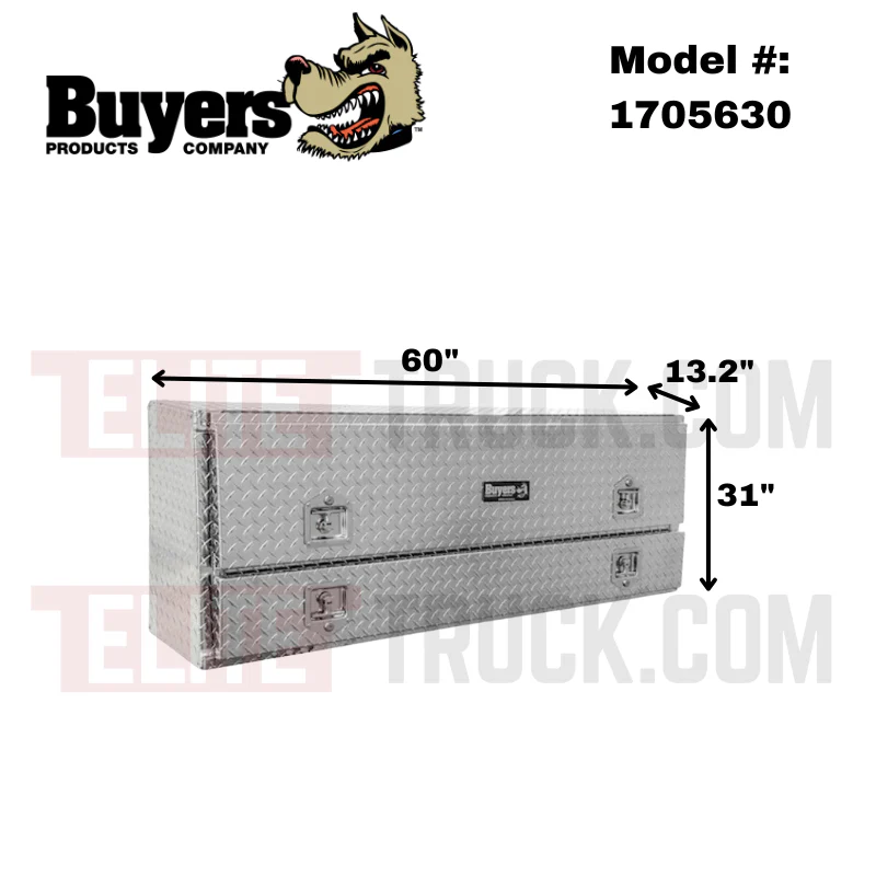 Buyers Products Pickup Contractor Top Mount Truck Box With Drop Down Doors 60" Aluminum Model  1705630 - Image 2