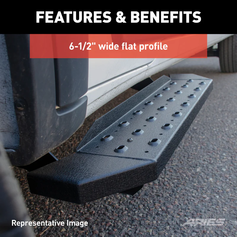 ARIES RidgeStep 6-1/2" x 96", 36" Black Steel Running Boards (No Brackets) Model C3696 - Image 6
